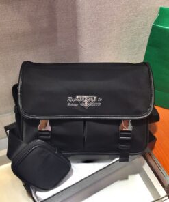 Replica Prada Nylon and Saffiano Leather Shoulder Bag 2VD769 Black 2