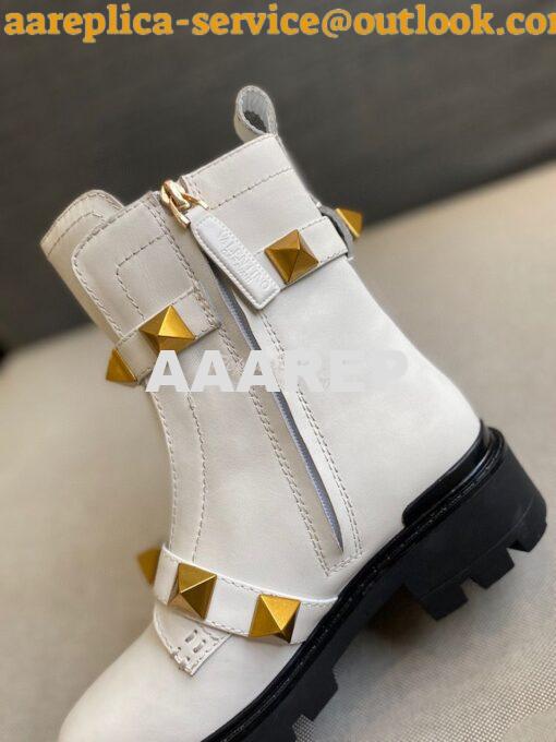 Replica Valentino Roman Stud Calfskin Combat Boot 40mm White 3