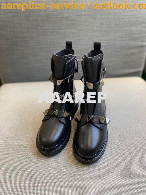 Replica Valentino Roman Stud Calfskin Combat Boot With Tonal Studs 40m