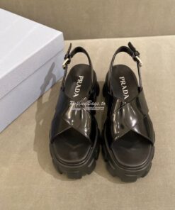 Replica Prada Monolith Brushed Leather Sandals 1X527M 2