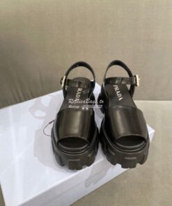 Replica Prada Monolith Brushed Leather Sandals 1X526M