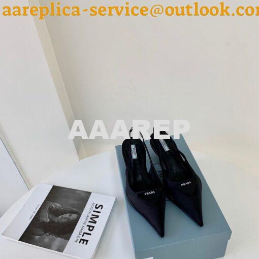 Replica Prada Nylon Gabardine Slingback Pumps 1I588M Black