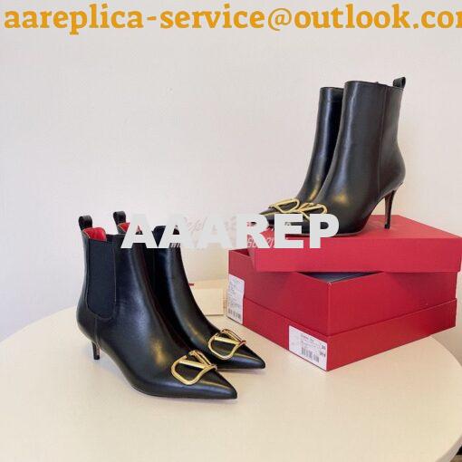 Replica Valentino VLogo 40mm Black Leather Ankle Boots 3