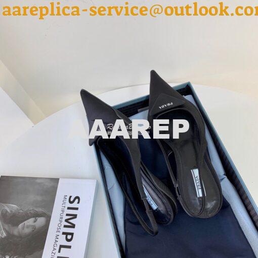 Replica Prada Nylon Gabardine Slingback Pumps 1I588M Black 6