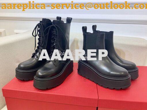 Replica Valentino Uniqueform VLOGO Leather Platform Combat Boots 80mm