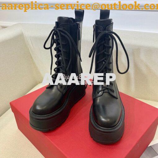 Replica Valentino Uniqueform VLOGO Leather Platform Combat Boots 80mm 3