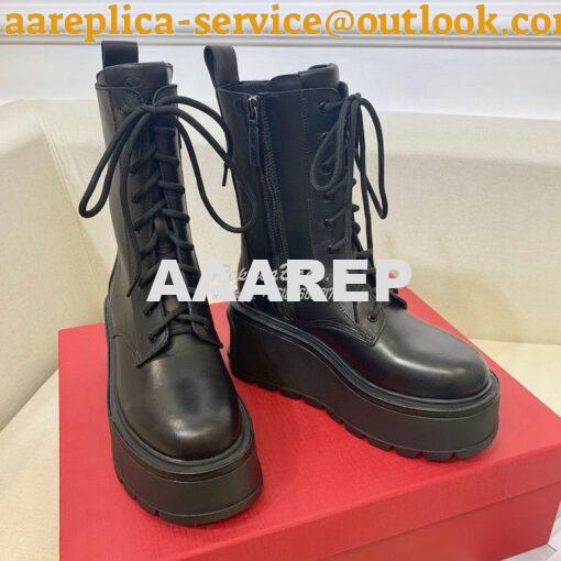 Replica Valentino Uniqueform VLOGO Leather Platform Combat Boots 80mm 5