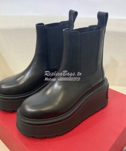 Replica Valentino Uniqueform Calfskin Ankle Boot 85mm Black VW2S0AP7