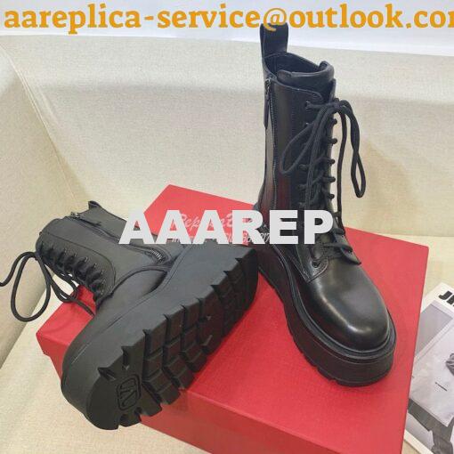 Replica Valentino Uniqueform VLOGO Leather Platform Combat Boots 80mm 12