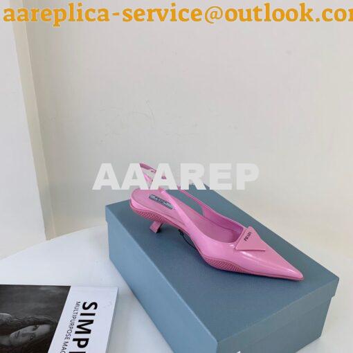 Replica Prada Brushed Leather Gabardine Slingback Pumps 1I588M Pink 2