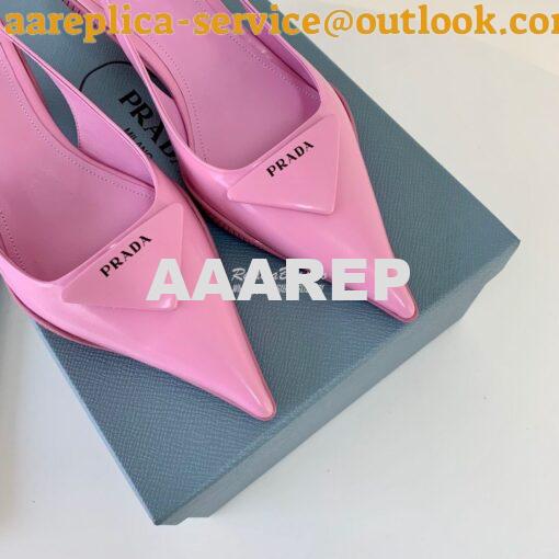 Replica Prada Brushed Leather Gabardine Slingback Pumps 1I588M Pink 3