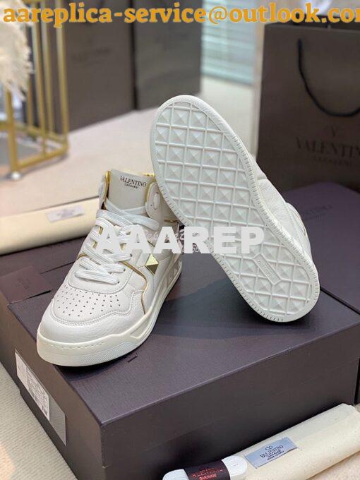 Replica Valentino One Stud Mid-Top Nappa Sneaker WY2S0E63 Men Female G 7