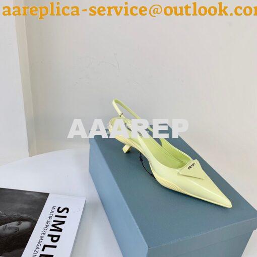 Replica Prada Brushed Leather Gabardine Slingback Pumps 1I588M Yellow 5