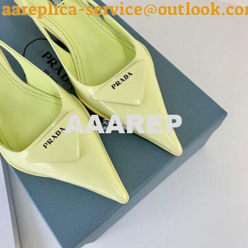 Replica Prada Brushed Leather Gabardine Slingback Pumps 1I588M Yellow 6