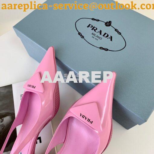 Replica Prada Brushed Leather Gabardine Slingback Pumps 1I588M Pink 5