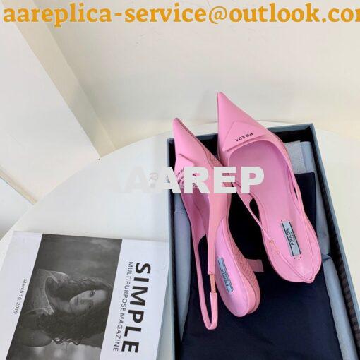 Replica Prada Brushed Leather Gabardine Slingback Pumps 1I588M Pink 6