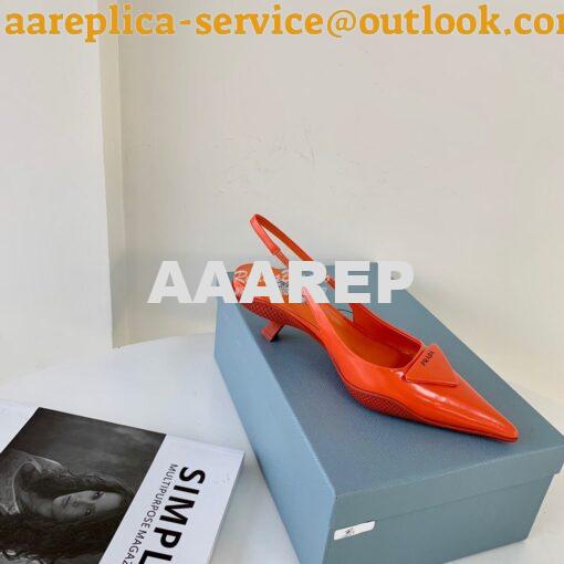 Replica Prada Brushed Leather Gabardine Slingback Pumps 1I588M Orange 4