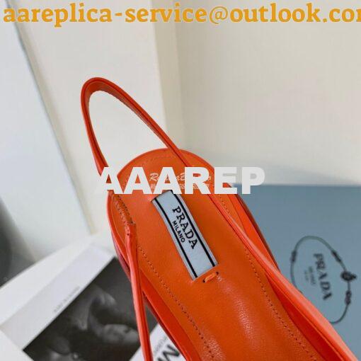 Replica Prada Brushed Leather Gabardine Slingback Pumps 1I588M Orange 6