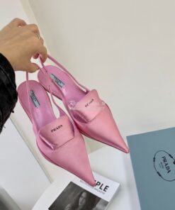 Replica Prada Nylon Gabardine Slingback Pumps 1I566M Pink 2