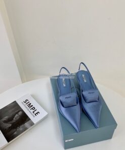 Replica Prada Nylon Gabardine Slingback Pumps 1I566M Blue