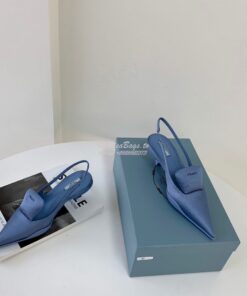 Replica Prada Nylon Gabardine Slingback Pumps 1I566M Blue 2