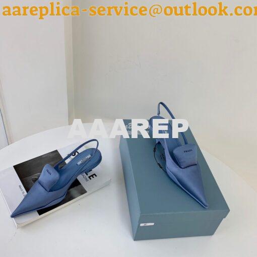 Replica Prada Nylon Gabardine Slingback Pumps 1I566M Blue 2