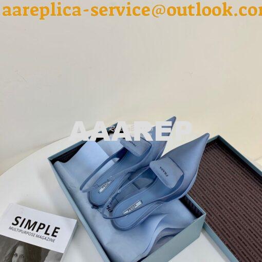 Replica Prada Nylon Gabardine Slingback Pumps 1I566M Blue 3