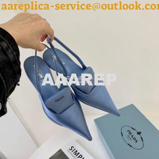 Replica Prada Nylon Gabardine Slingback Pumps 1I566M Blue 4