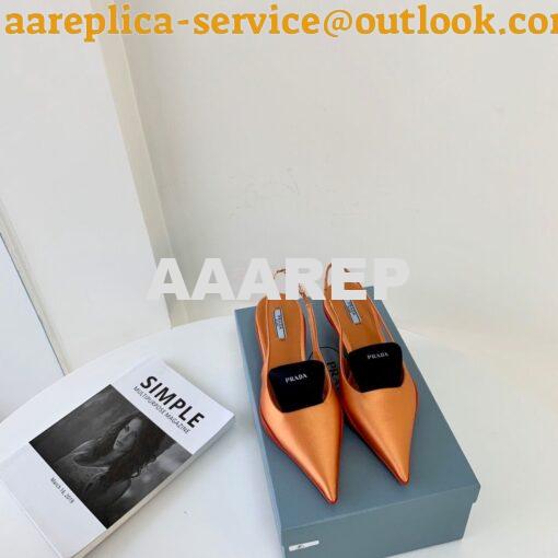 Replica Prada Nylon Gabardine Slingback Pumps 1I566M Orange