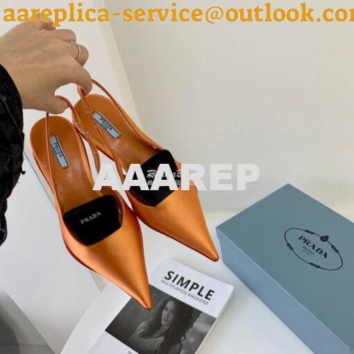 Replica Prada Nylon Gabardine Slingback Pumps 1I566M Orange 2