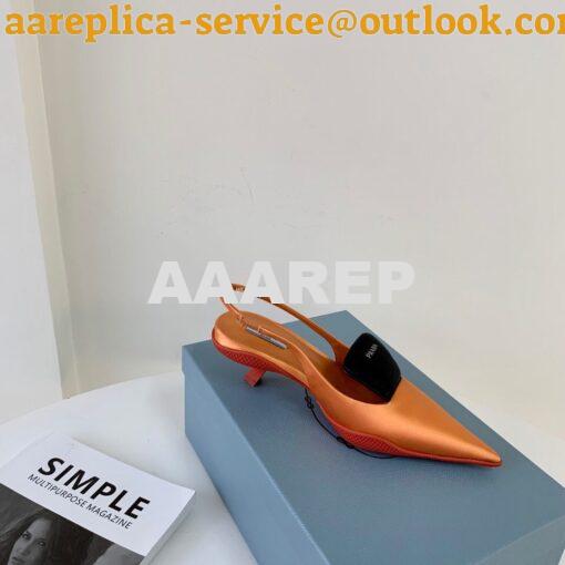 Replica Prada Nylon Gabardine Slingback Pumps 1I566M Orange 3