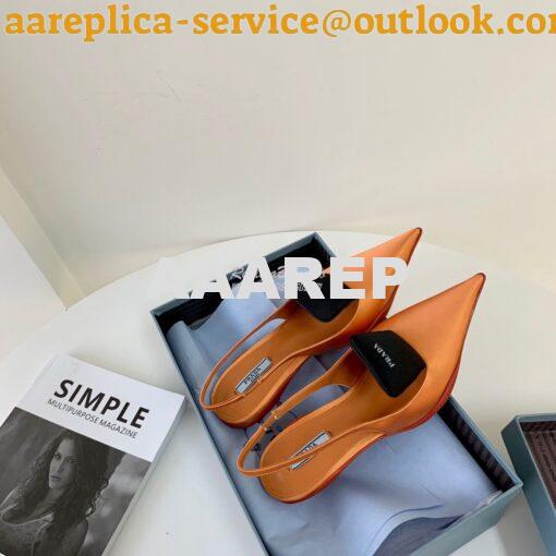 Replica Prada Nylon Gabardine Slingback Pumps 1I566M Orange 4