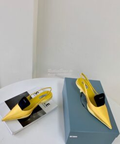 Replica Prada Nylon Gabardine Slingback Pumps 1I566M Yellow 2