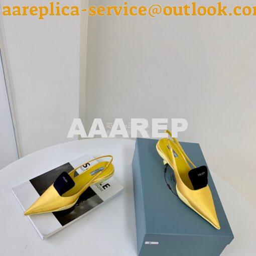 Replica Prada Nylon Gabardine Slingback Pumps 1I566M Yellow 2