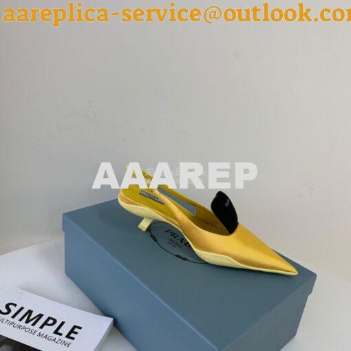 Replica Prada Nylon Gabardine Slingback Pumps 1I566M Yellow 3