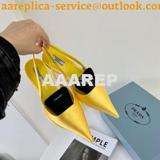 Replica Prada Nylon Gabardine Slingback Pumps 1I566M Yellow 4