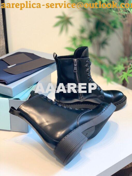 Replica Prada Brushed Leather Laced Booties 1T360M 4