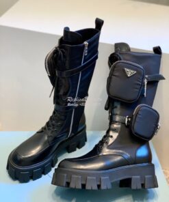 Replica Prada Brushed Rois Leather and Nylon Boots 1W257M