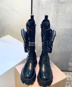 Replica Prada Brushed Rois Leather and Nylon Boots 1W257M 2