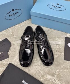 Replica Prada Naplak Leather Laced Shoes 1E278M Black