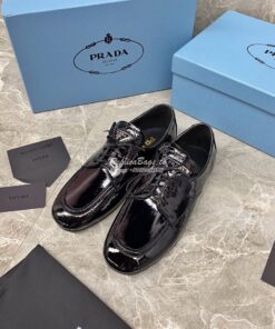 Replica Prada Naplak Leather Laced Shoes 1E278M Black 2