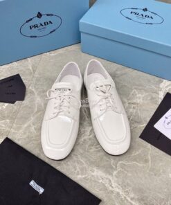 Replica Prada Naplak Leather Laced Shoes 1E278M White