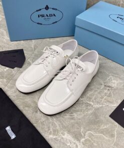 Replica Prada Naplak Leather Laced Shoes 1E278M White 2