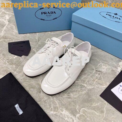 Replica Prada Naplak Leather Laced Shoes 1E278M White 2