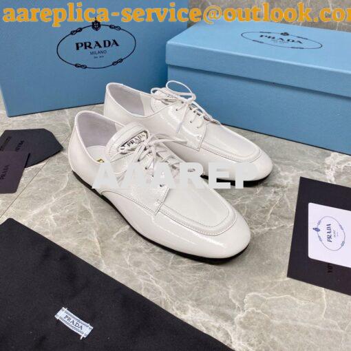 Replica Prada Naplak Leather Laced Shoes 1E278M White 3