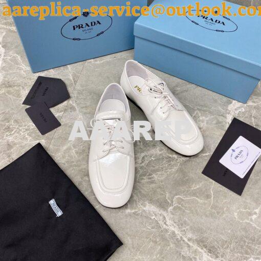 Replica Prada Naplak Leather Laced Shoes 1E278M White 4