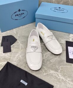 Replica Prada Patent Leather Loafers 1D262M White