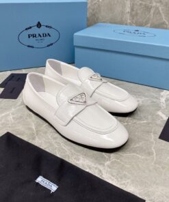 Replica Prada Patent Leather Loafers 1D262M White 2