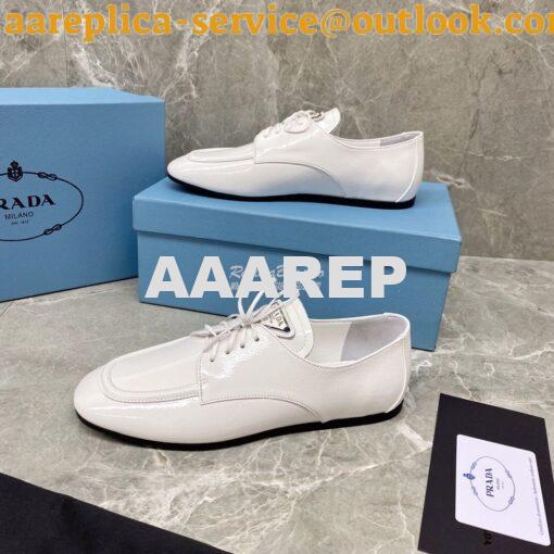 Replica Prada Naplak Leather Laced Shoes 1E278M White 5