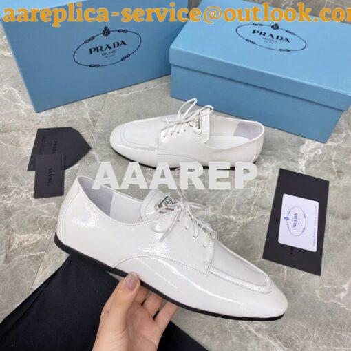 Replica Prada Naplak Leather Laced Shoes 1E278M White 6